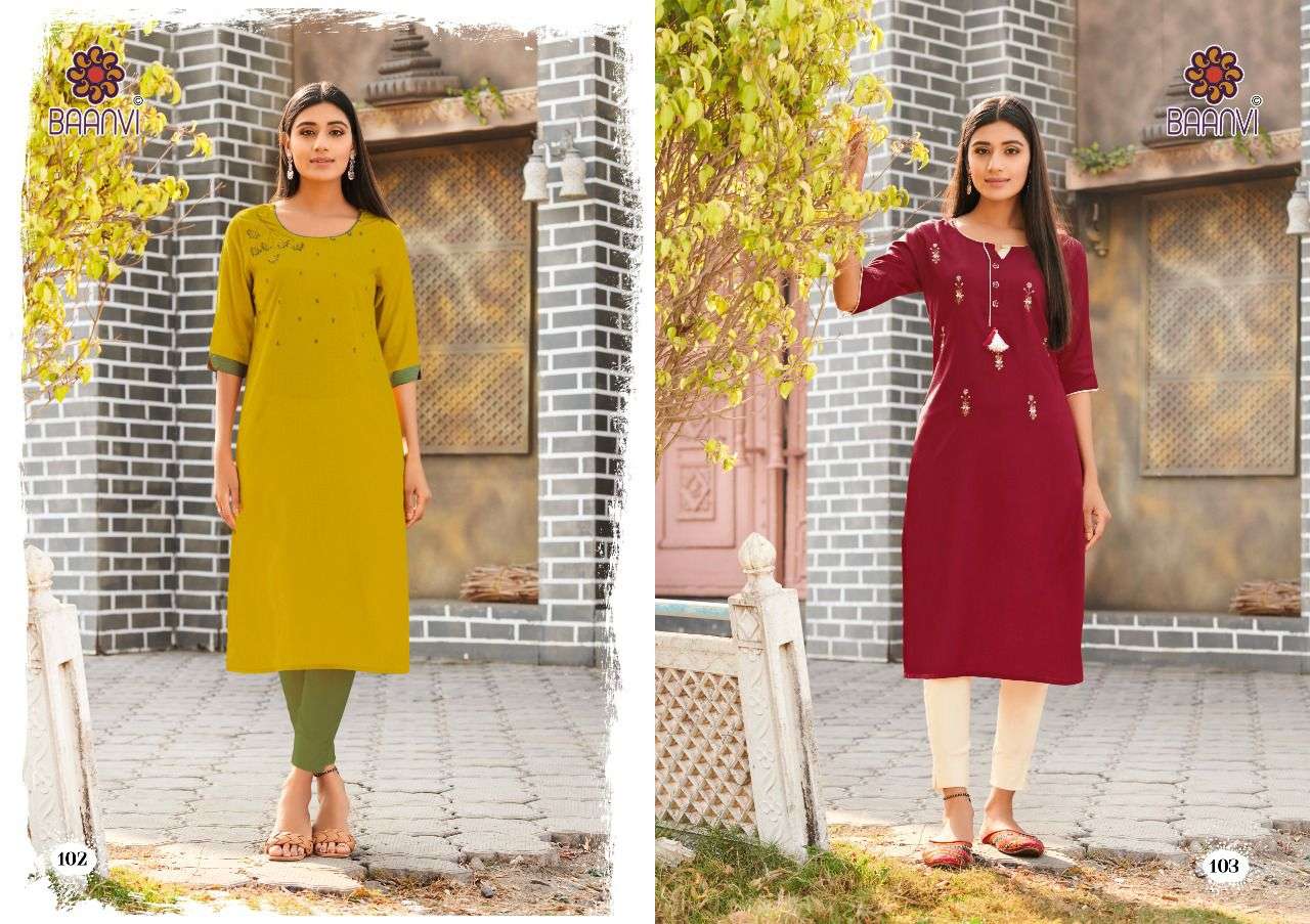 SUI DHAGA VOL-1 BY BAANVI 101 TO 108 SERIES DESIGNER STYLISH FANCY COLORFUL BEAUTIFUL PARTY WEAR & ETHNIC WEAR COLLECTION RAYON SLUB WITH WORK KURTIS AT WHOLESALE PRICE