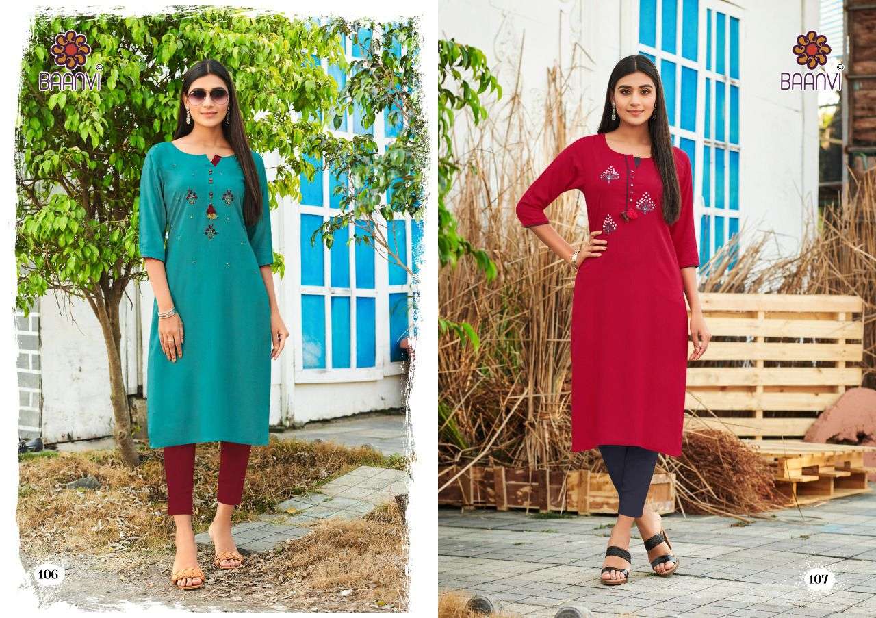 SUI DHAGA VOL-1 BY BAANVI 101 TO 108 SERIES DESIGNER STYLISH FANCY COLORFUL BEAUTIFUL PARTY WEAR & ETHNIC WEAR COLLECTION RAYON SLUB WITH WORK KURTIS AT WHOLESALE PRICE