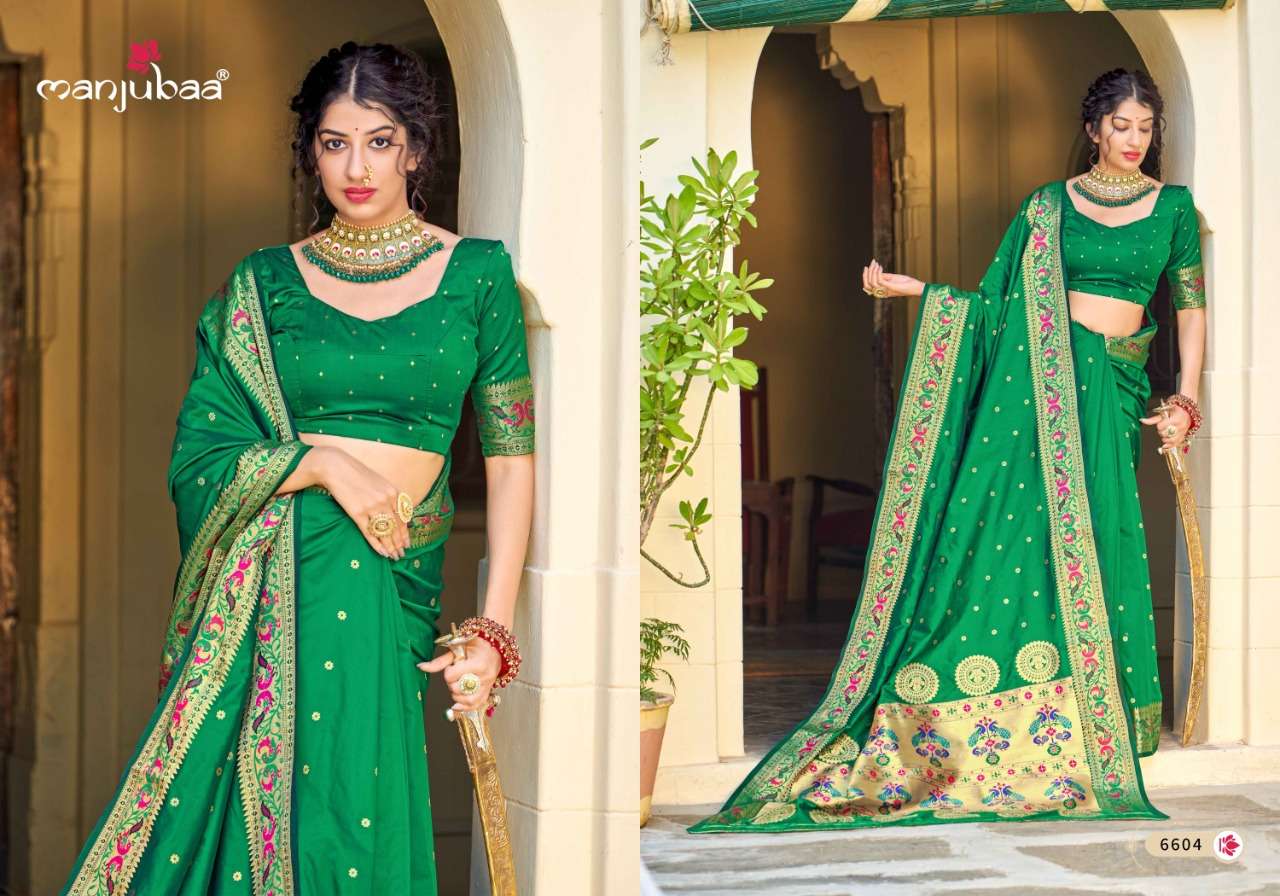 MAHARANI PAITHANI BY MANJUBAA CLOTHING 6601 TO 6606 SERIES INDIAN TRADITIONAL WEAR COLLECTION BEAUTIFUL STYLISH FANCY COLORFUL PARTY WEAR & OCCASIONAL WEAR SILK SAREES AT WHOLESALE PRICE