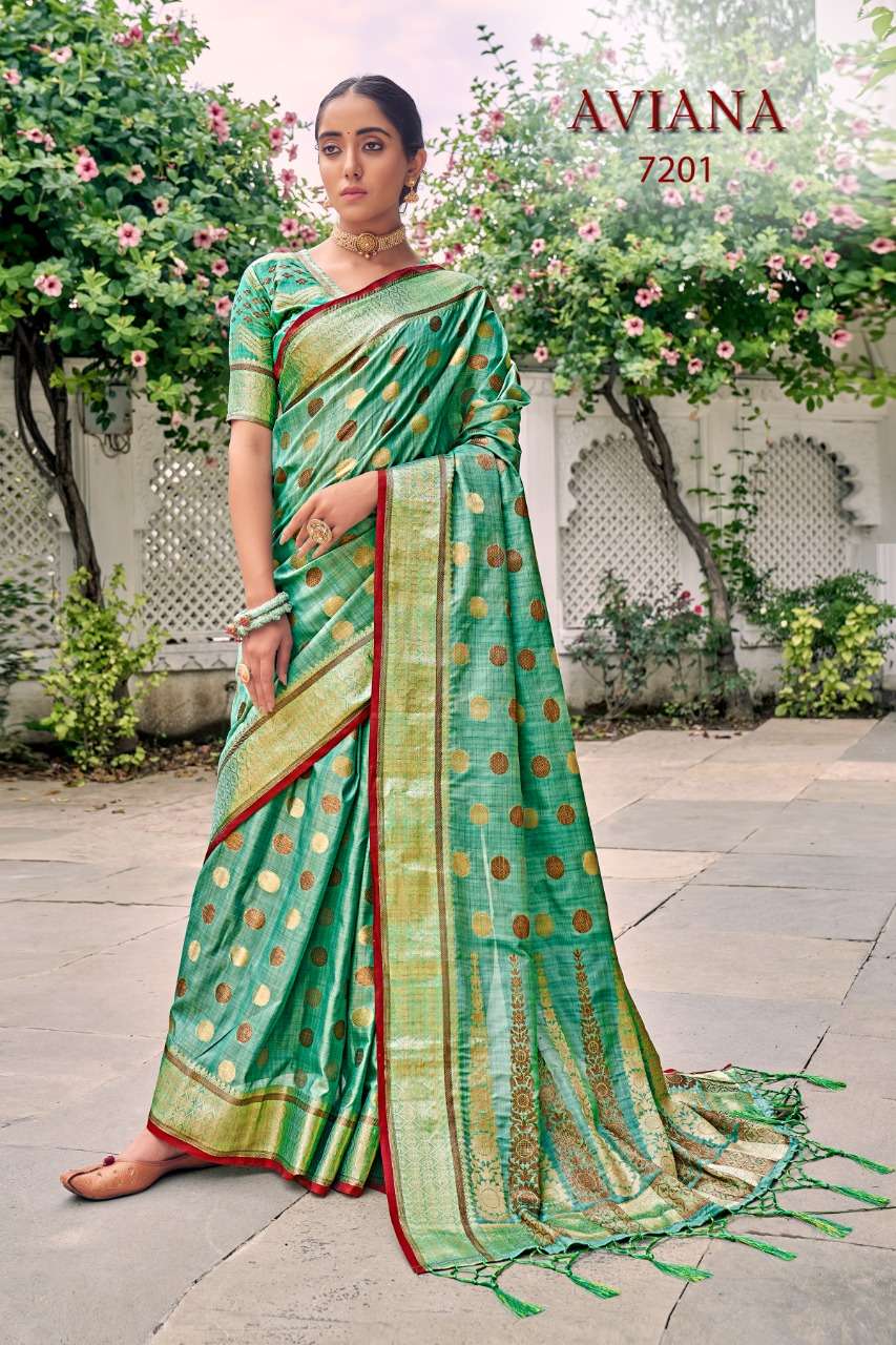 AVIANA BY RAJYOG 7201 TO 7206 SERIES INDIAN TRADITIONAL WEAR COLLECTION BEAUTIFUL STYLISH FANCY COLORFUL PARTY WEAR & OCCASIONAL WEAR SOFT SILK PRINT SAREES AT WHOLESALE PRICE
