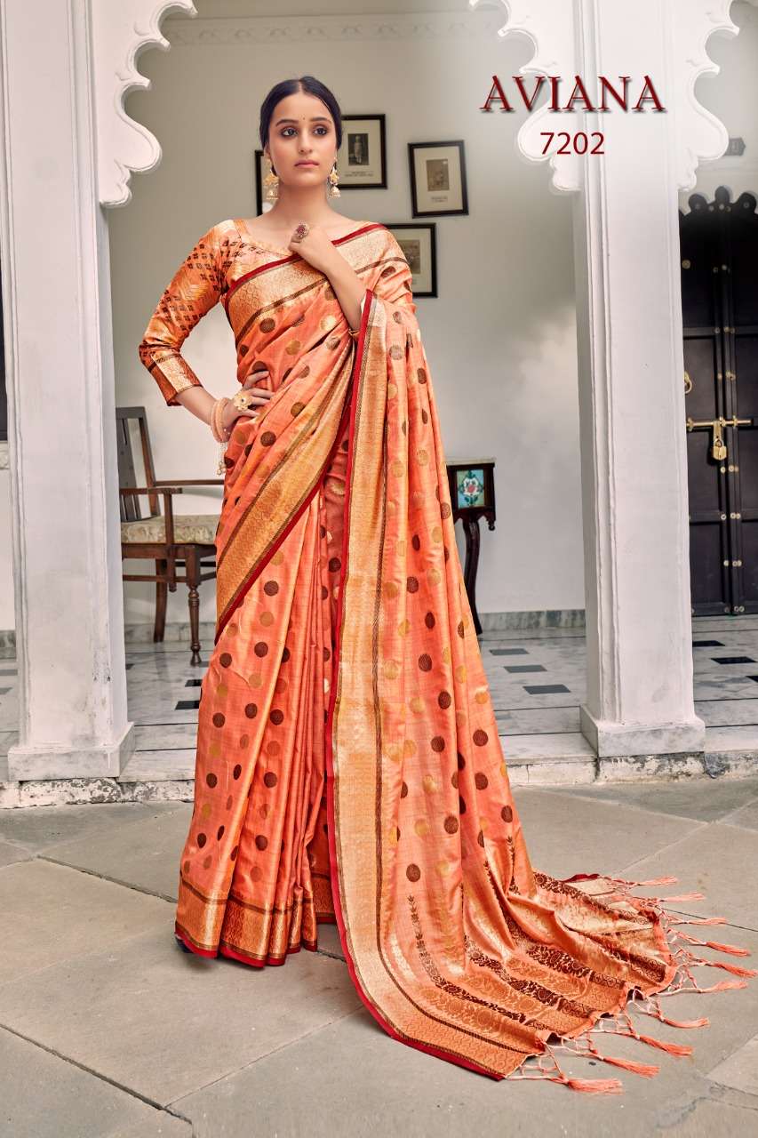AVIANA BY RAJYOG 7201 TO 7206 SERIES INDIAN TRADITIONAL WEAR COLLECTION BEAUTIFUL STYLISH FANCY COLORFUL PARTY WEAR & OCCASIONAL WEAR SOFT SILK PRINT SAREES AT WHOLESALE PRICE