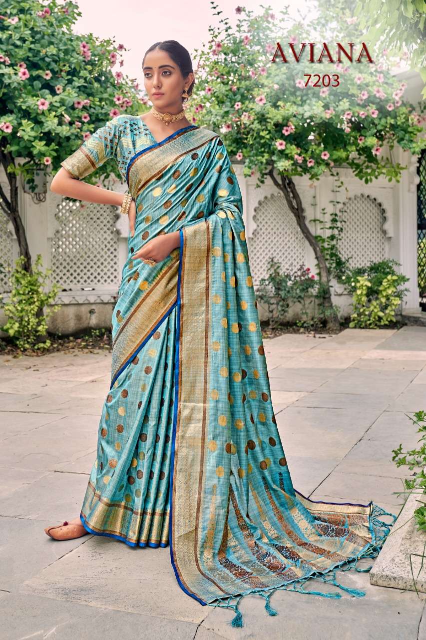 AVIANA BY RAJYOG 7201 TO 7206 SERIES INDIAN TRADITIONAL WEAR COLLECTION BEAUTIFUL STYLISH FANCY COLORFUL PARTY WEAR & OCCASIONAL WEAR SOFT SILK PRINT SAREES AT WHOLESALE PRICE