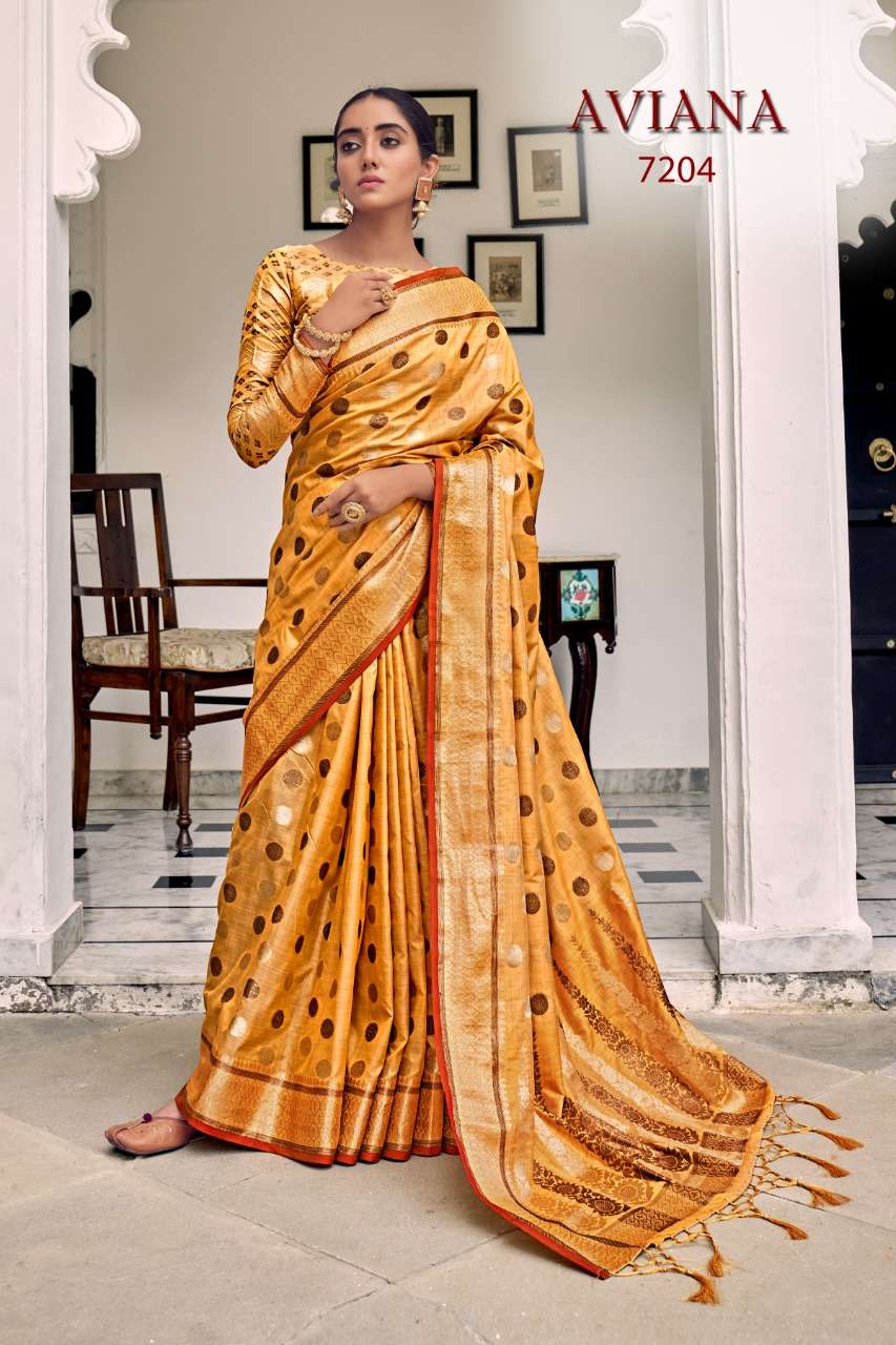 AVIANA BY RAJYOG 7201 TO 7206 SERIES INDIAN TRADITIONAL WEAR COLLECTION BEAUTIFUL STYLISH FANCY COLORFUL PARTY WEAR & OCCASIONAL WEAR SOFT SILK PRINT SAREES AT WHOLESALE PRICE
