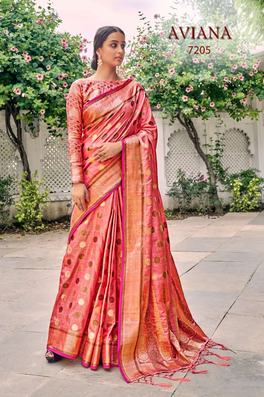 AVIANA BY RAJYOG 7201 TO 7206 SERIES INDIAN TRADITIONAL WEAR COLLECTION BEAUTIFUL STYLISH FANCY COLORFUL PARTY WEAR & OCCASIONAL WEAR SOFT SILK PRINT SAREES AT WHOLESALE PRICE