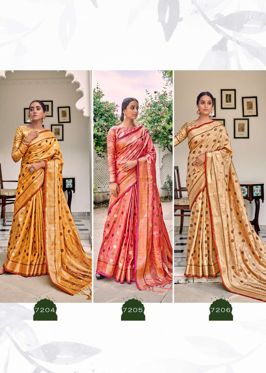 AVIANA BY RAJYOG 7201 TO 7206 SERIES INDIAN TRADITIONAL WEAR COLLECTION BEAUTIFUL STYLISH FANCY COLORFUL PARTY WEAR & OCCASIONAL WEAR SOFT SILK PRINT SAREES AT WHOLESALE PRICE