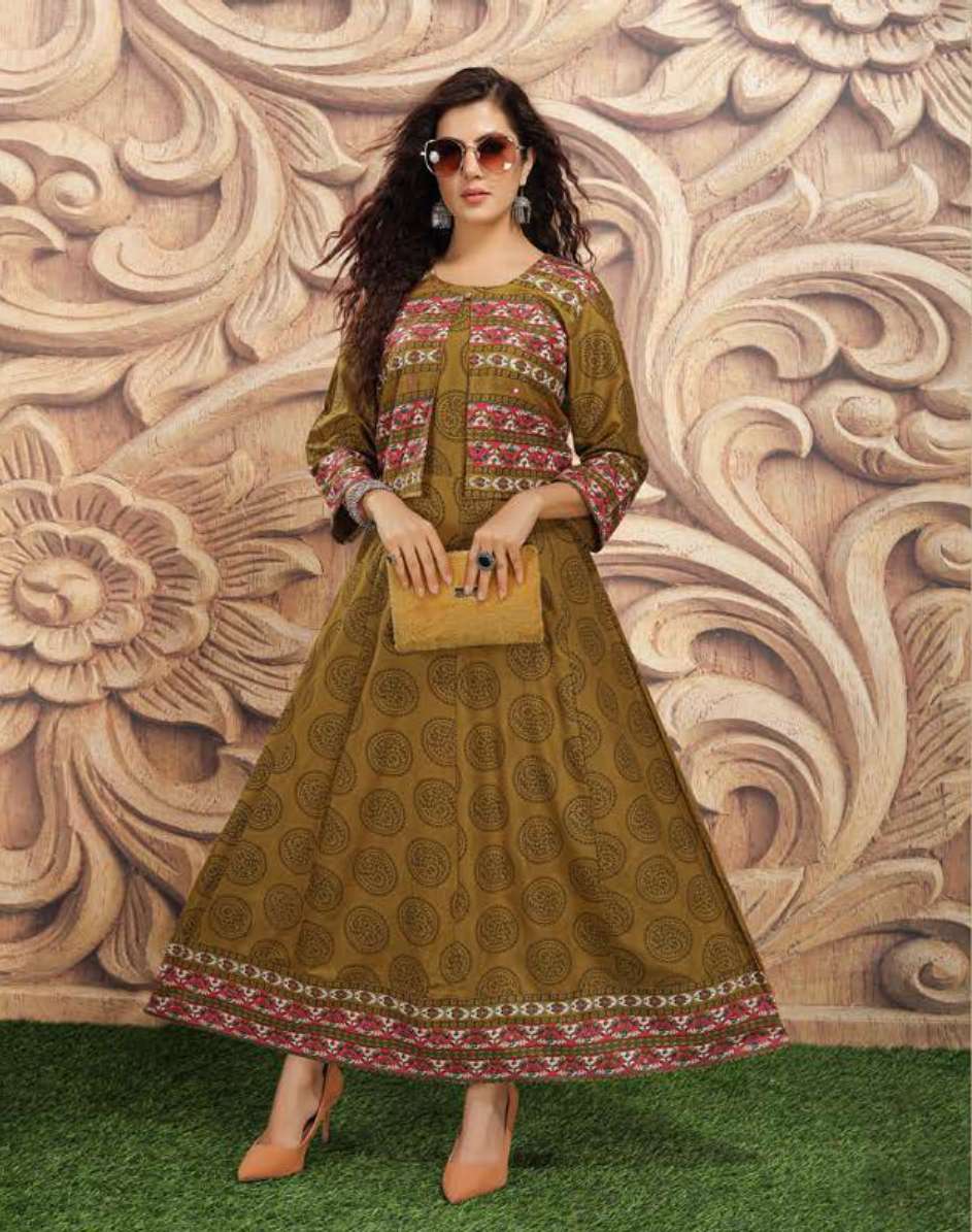BITCOIN BY ANJALI NX 1001 TO 1008 SERIES DESIGNER STYLISH FANCY COLORFUL BEAUTIFUL PARTY WEAR & ETHNIC WEAR COLLECTION RAYON PRINT KURTIS WITH JACKETS AT WHOLESALE PRICE