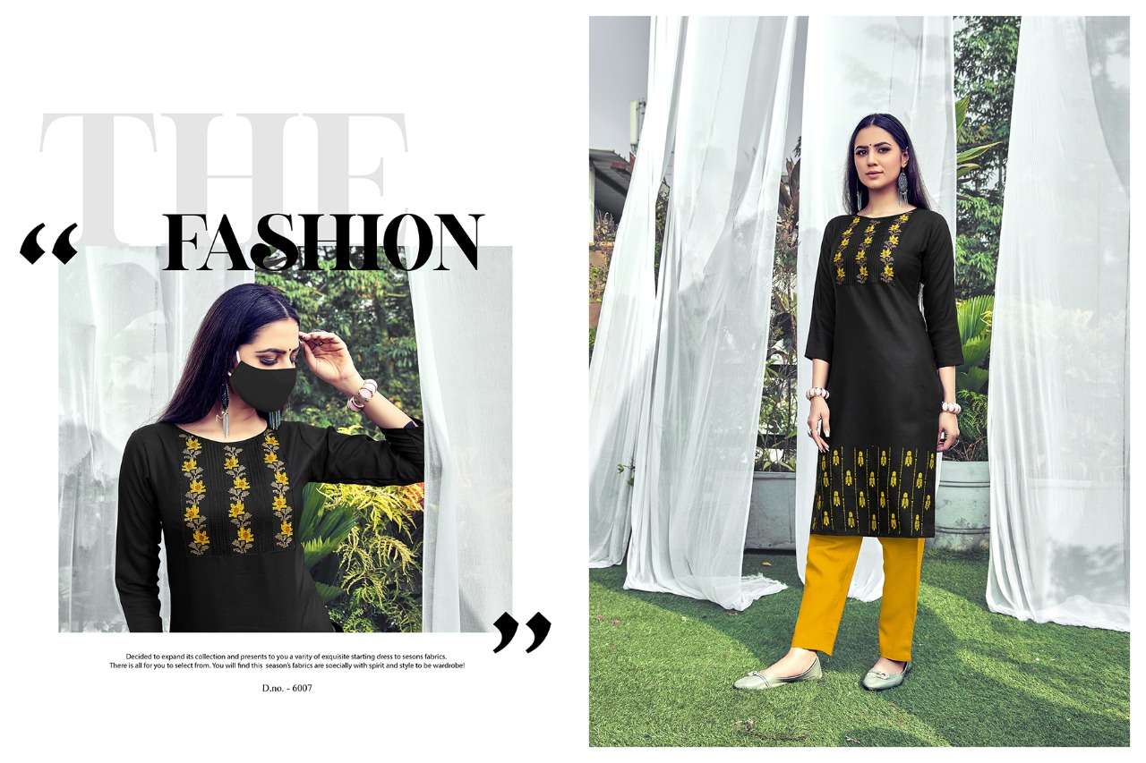 CHINGARI VOL-6 BY NITISHA NX 6001 TO 6008 SERIES BEAUTIFUL STYLISH FANCY COLORFUL CASUAL WEAR & ETHNIC WEAR & READY TO WEAR HEAVY SOFT COTTON SLUB EMBROIDERED KURTIS WITH MASK AT WHOLESALE PRICE