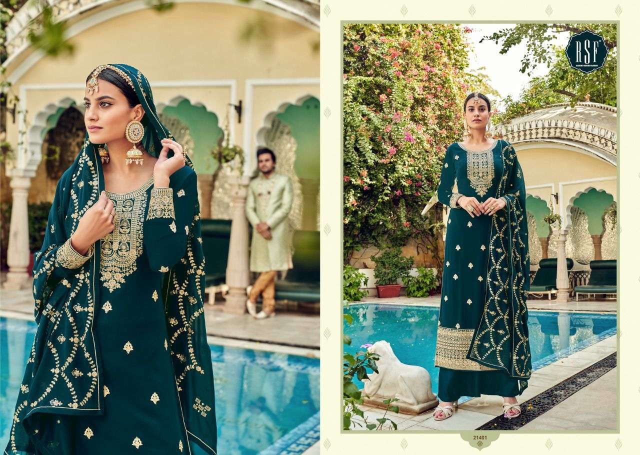 RAZZA BY RIDDHI SIDDHI FASHION 21401 TO 21406 SERIES BEAUTIFUL STYLISH SHARARA SUITS FANCY COLORFUL CASUAL WEAR & ETHNIC WEAR & READY TO WEAR PURE FAUX GEORGETTE EMBROIDERED DRESSES AT WHOLESALE PRICE