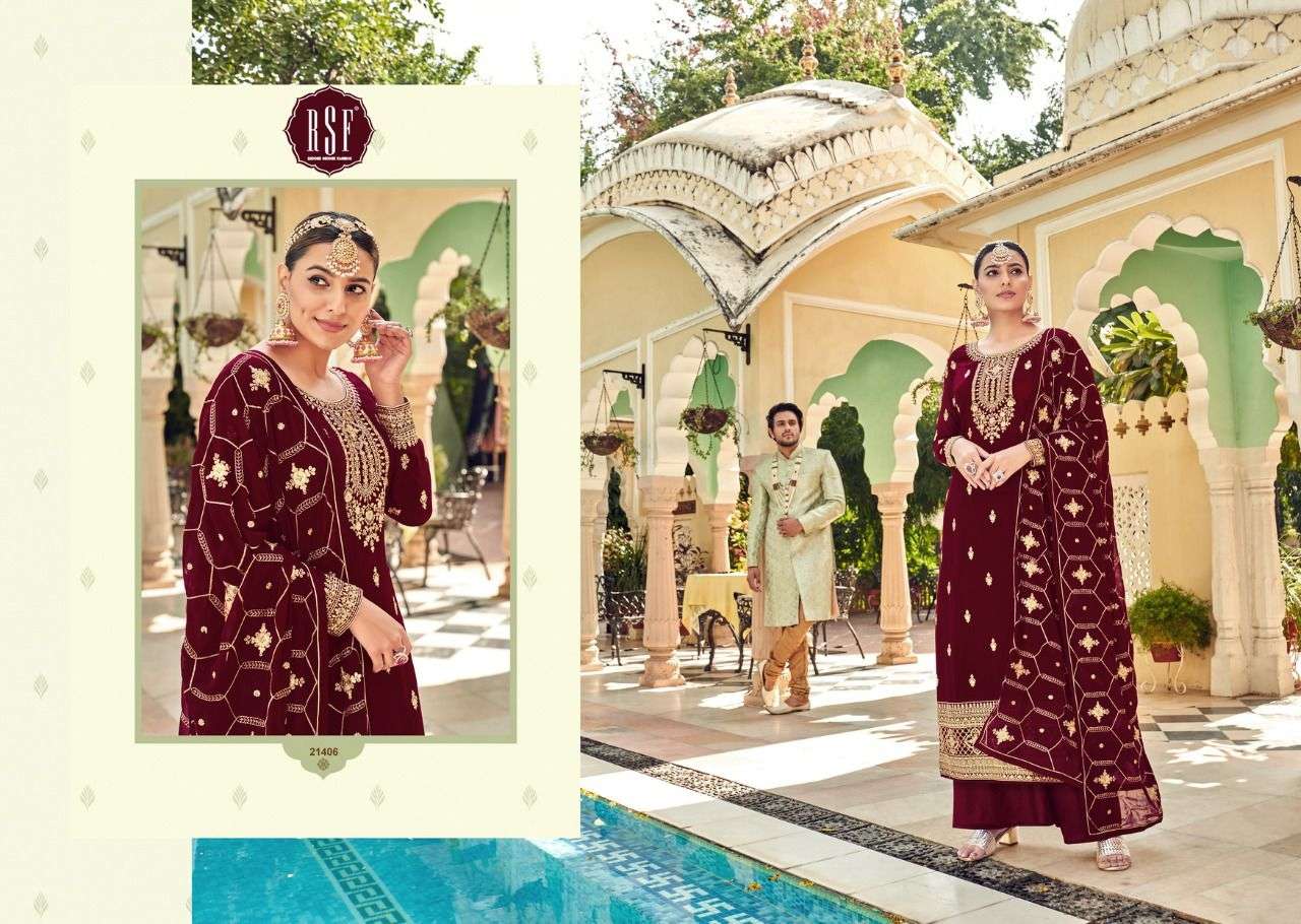 RAZZA BY RIDDHI SIDDHI FASHION 21401 TO 21406 SERIES BEAUTIFUL STYLISH SHARARA SUITS FANCY COLORFUL CASUAL WEAR & ETHNIC WEAR & READY TO WEAR PURE FAUX GEORGETTE EMBROIDERED DRESSES AT WHOLESALE PRICE