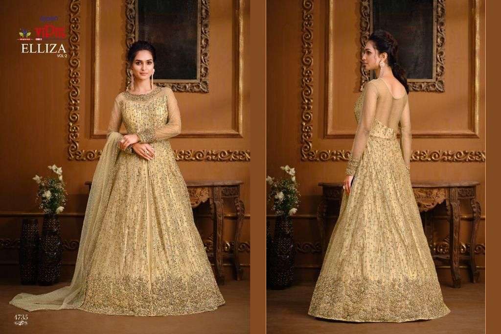ELLIZA VOL-2 NX BY VIPUL FASHION 4735 TO 4737 SERIES DESIGNER WEDDING COLLECTION BEAUTIFUL STYLISH FANCY COLORFUL PARTY WEAR & OCCASIONAL WEAR NET EMBROIDERED DRESSES AT WHOLESALE PRICE