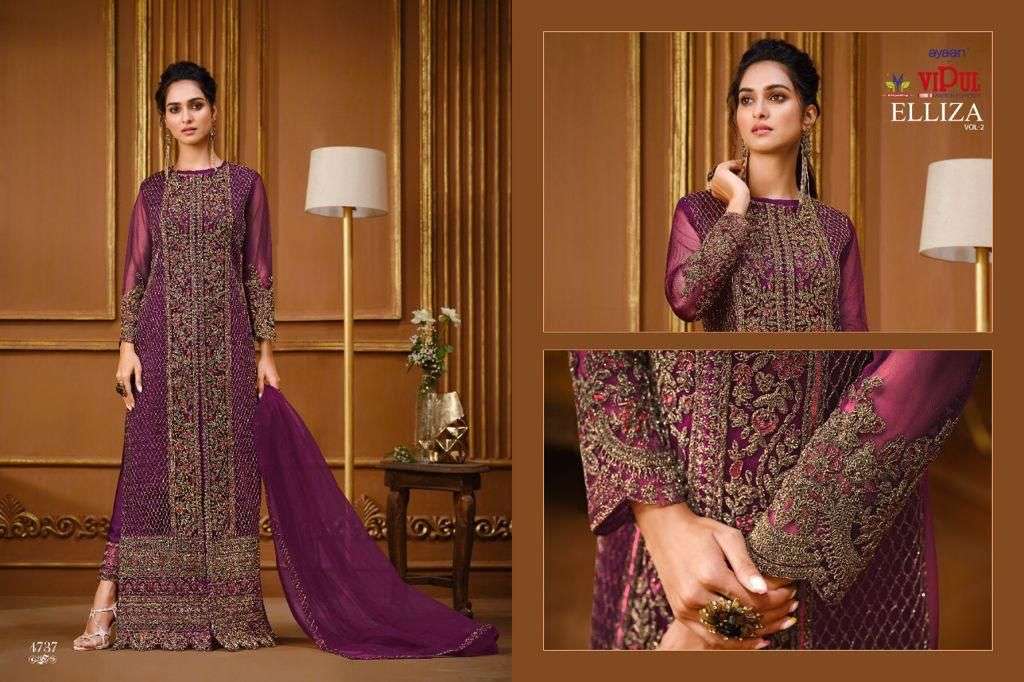 ELLIZA VOL-2 NX BY VIPUL FASHION 4735 TO 4737 SERIES DESIGNER WEDDING COLLECTION BEAUTIFUL STYLISH FANCY COLORFUL PARTY WEAR & OCCASIONAL WEAR NET EMBROIDERED DRESSES AT WHOLESALE PRICE