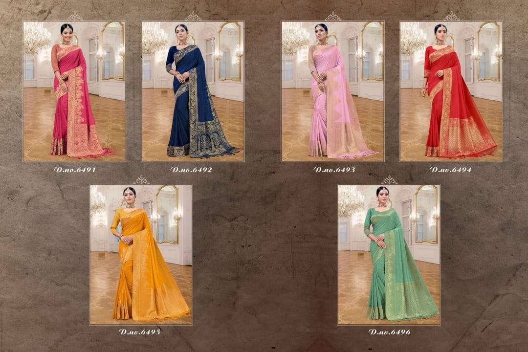 NAISHA BY PATANG SAREES 6491 TO 6496 SERIES INDIAN TRADITIONAL WEAR COLLECTION BEAUTIFUL STYLISH FANCY COLORFUL PARTY WEAR & OCCASIONAL WEAR PURE SILK SAREES AT WHOLESALE PRICE