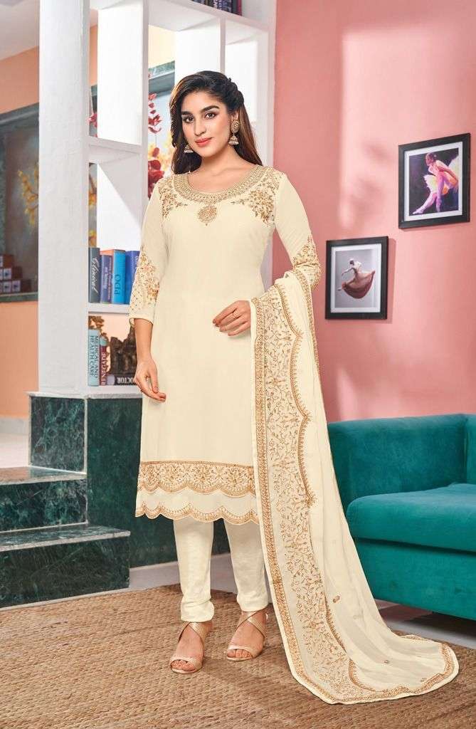 Heer By Mrudangi 2006 To 2008 Series Beautiful Stylish Suits Fancy Colorful Casual Wear & Ethnic Wear & Ready To Wear Heavy Faux Georgette Embroidered Dresses At Wholesale Price