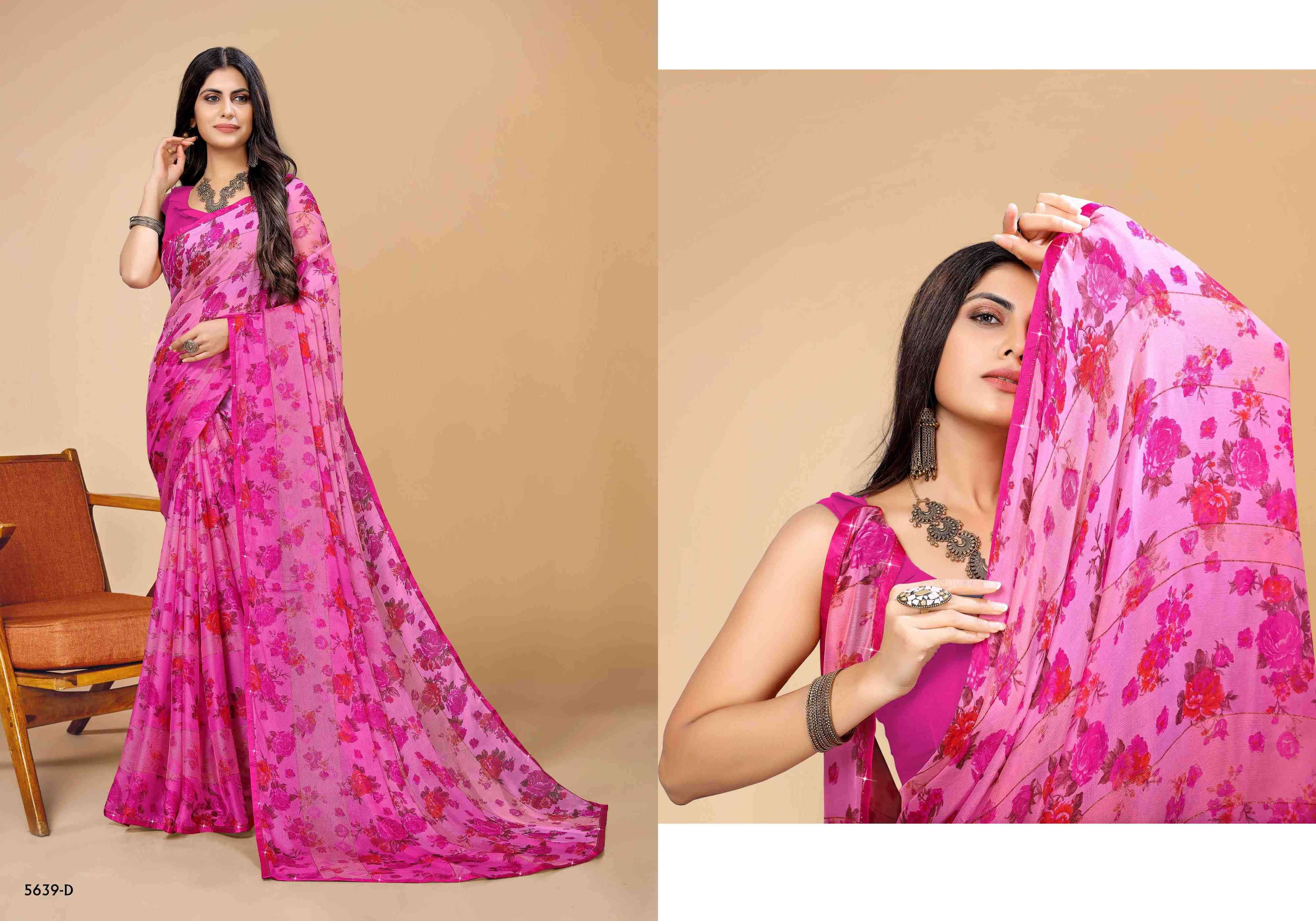 GULABO BY BARGAD 5639-A TO 5639-H SERIES INDIAN TRADITIONAL WEAR COLLECTION BEAUTIFUL STYLISH FANCY COLORFUL PARTY WEAR & OCCASIONAL WEAR BRASSO PRINT SAREES AT WHOLESALE PRICE