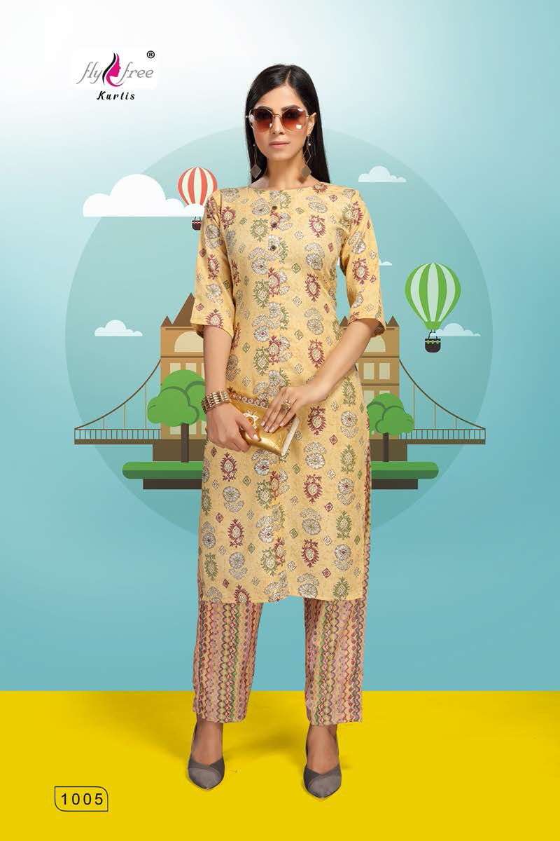 ROLLER BY FLY FREE 1001 TO 1008 SERIES DESIGNER STYLISH FANCY COLORFUL BEAUTIFUL PARTY WEAR & ETHNIC WEAR COLLECTION FANCY KURTIS AT WHOLESALE PRICE