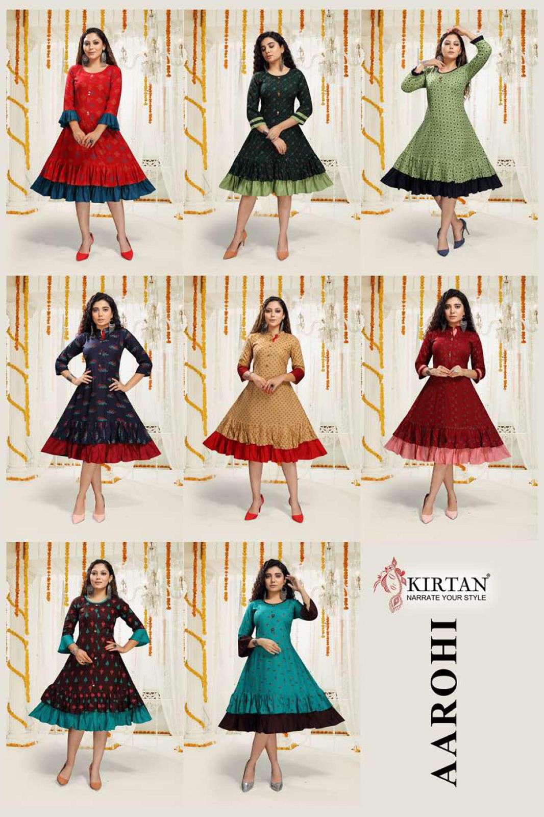 AAROHI BY KIRTAN 1001 TO 1008 SERIES DESIGNER STYLISH FANCY COLORFUL BEAUTIFUL PARTY WEAR & ETHNIC WEAR COLLECTION RAYON PRINT KURTIS AT WHOLESALE PRICE
