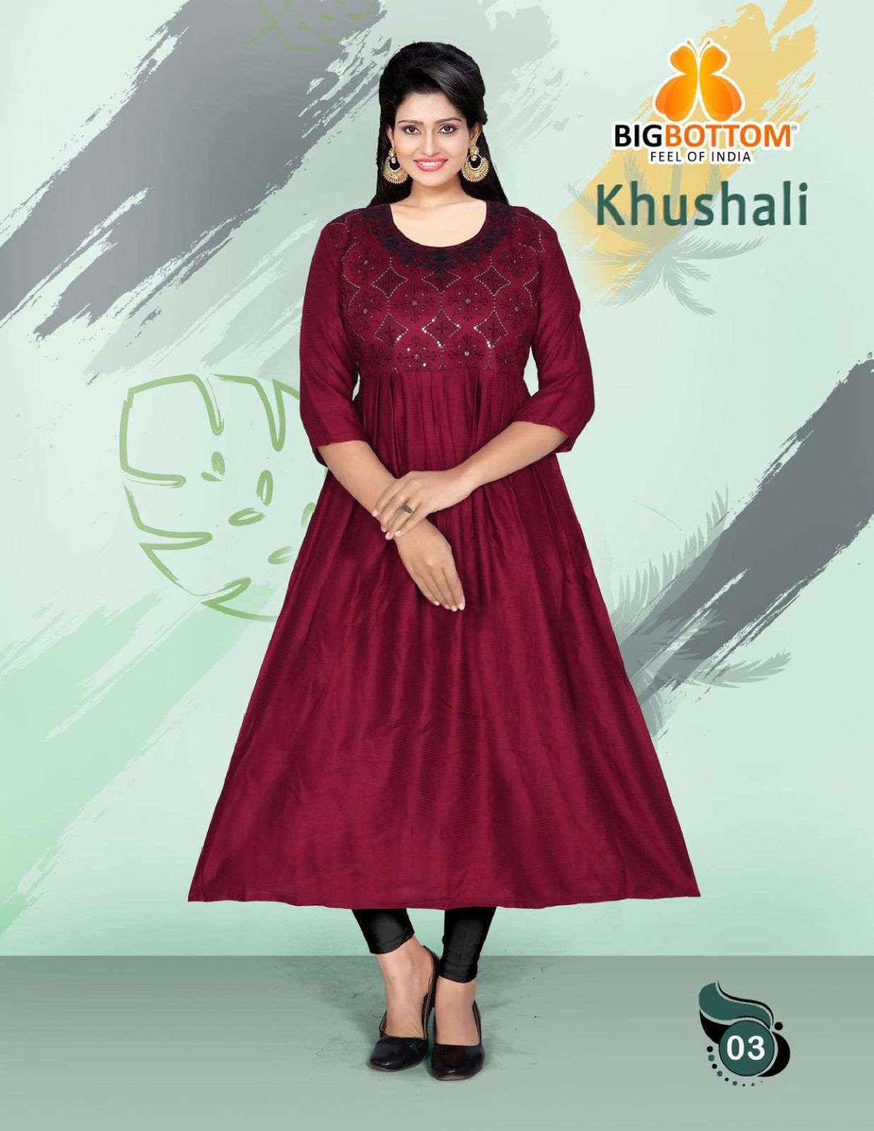 KHUSHALI BY BIG BOTTOM 01 TO 06 SERIES DESIGNER STYLISH FANCY COLORFUL BEAUTIFUL PARTY WEAR & ETHNIC WEAR COLLECTION RAYON WITH WORK KURTIS AT WHOLESALE PRICE