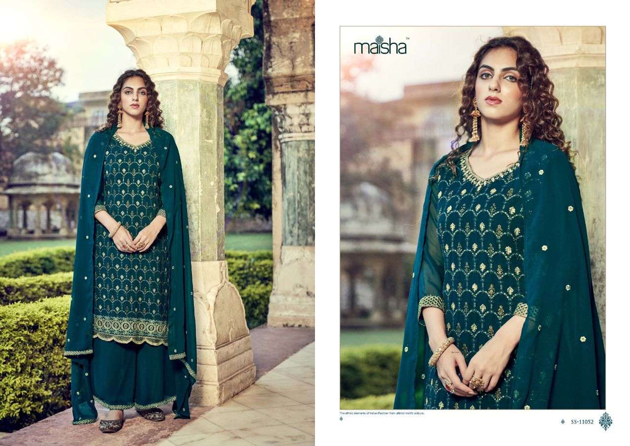 KORAA BY MAISHA 11052 TO 11056 SERIES BEAUTIFUL STYLISH SHARARA SUITS FANCY COLORFUL CASUAL WEAR & ETHNIC WEAR & READY TO WEAR PURE GEORGETTE DRESSES AT WHOLESALE PRICE