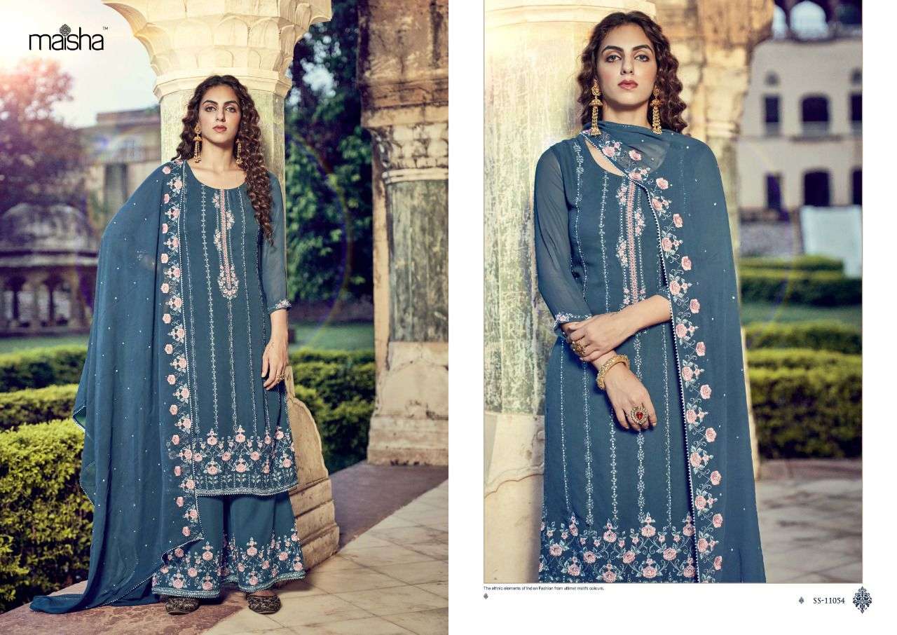 KORAA BY MAISHA 11052 TO 11056 SERIES BEAUTIFUL STYLISH SHARARA SUITS FANCY COLORFUL CASUAL WEAR & ETHNIC WEAR & READY TO WEAR PURE GEORGETTE DRESSES AT WHOLESALE PRICE