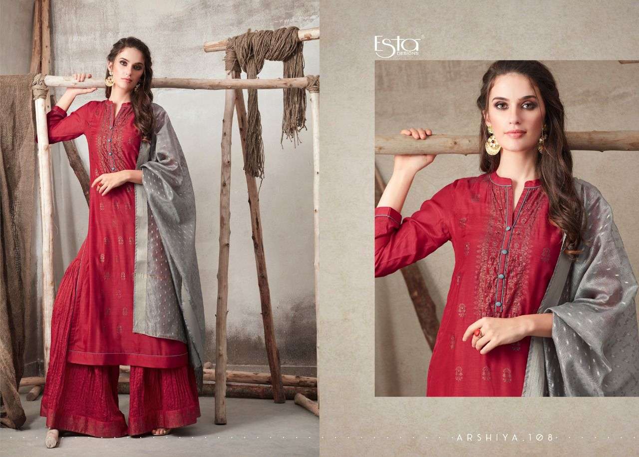 ARSHIYA BY ESTA 101 TO 112 SERIES BEAUTIFUL SUITS COLORFUL STYLISH FANCY CASUAL WEAR & ETHNIC WEAR PURE COTTON SILK PRINT DRESSES AT WHOLESALE PRICE