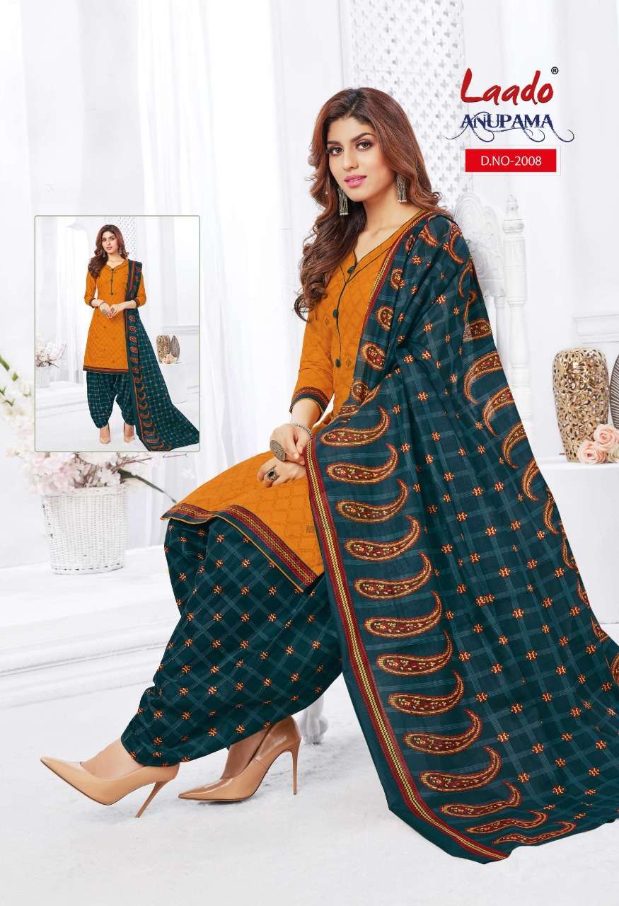 ANUPAMA VOL-2 BY LAADO 2001 TO 2010 SERIES BEAUTIFUL STYLISH SUITS FANCY COLORFUL CASUAL WEAR & ETHNIC WEAR & READY TO WEAR PURE COTTON PRINTED DRESSES AT WHOLESALE PRICE
