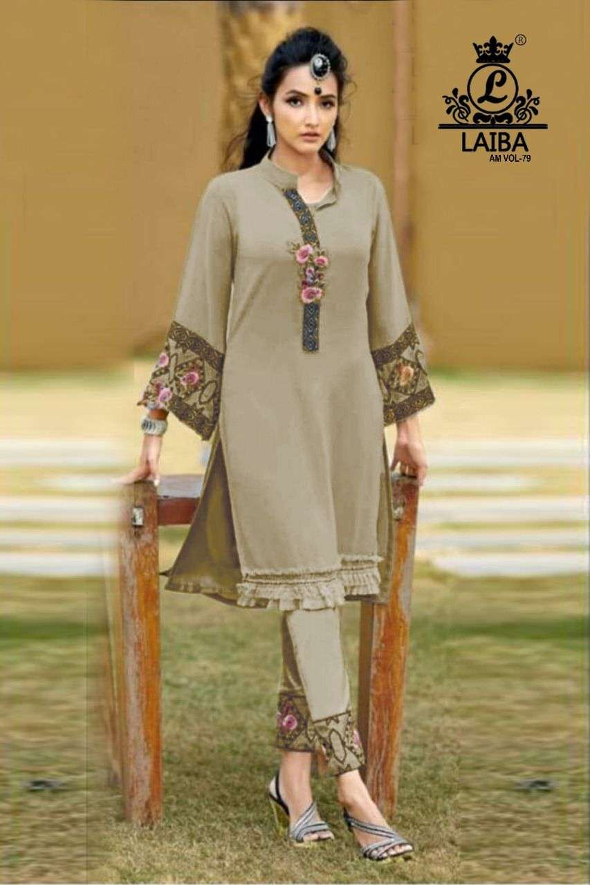 Am Vol-79 By Laiba 01 To 03 Series Designer Stylish Fancy Colorful Beautiful Party Wear & Ethnic Wear Collection Pure Georgette Embroidery Kurtis With Pants At Wholesale Price
