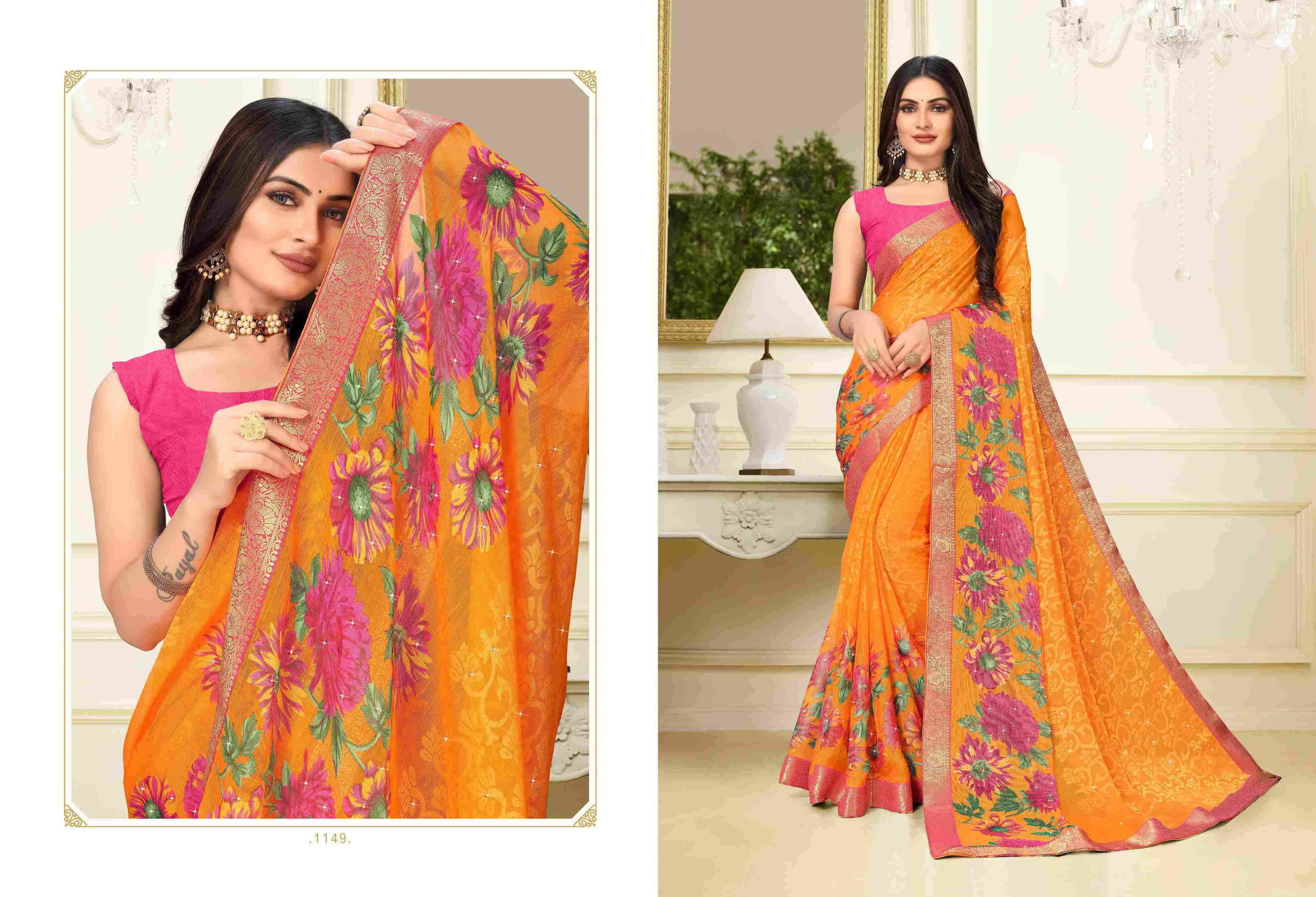 NEELKANTH VOL-4 BY BARGAD INDIAN TRADITIONAL WEAR COLLECTION BEAUTIFUL STYLISH FANCY COLORFUL PARTY WEAR & OCCASIONAL WEAR BRASSO SAREES AT WHOLESALE PRICE