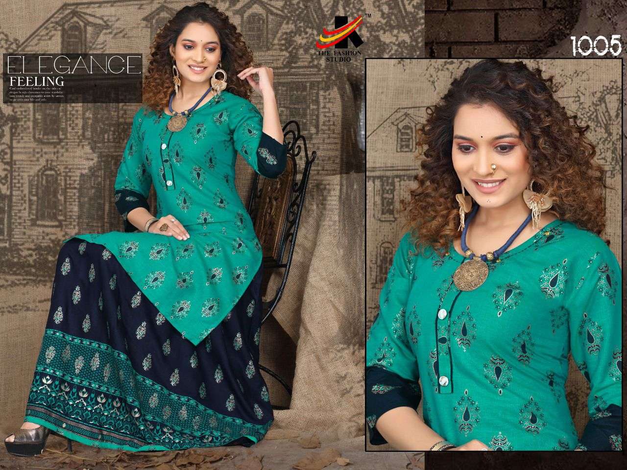 MANMEET BY THE FASHION STUDIO 1001 TO 1008 SERIES DESIGNER STYLISH FANCY COLORFUL BEAUTIFUL PARTY WEAR & ETHNIC WEAR COLLECTION RAYON TWO TONE KURTIS WITH BOTTOM AT WHOLESALE PRICE