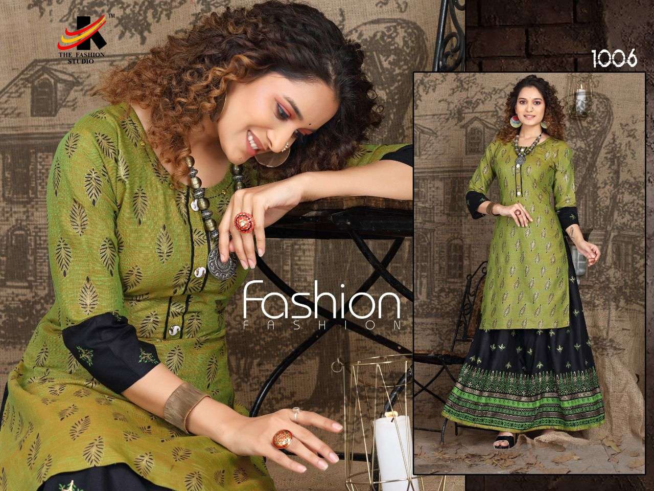 MANMEET BY THE FASHION STUDIO 1001 TO 1008 SERIES DESIGNER STYLISH FANCY COLORFUL BEAUTIFUL PARTY WEAR & ETHNIC WEAR COLLECTION RAYON TWO TONE KURTIS WITH BOTTOM AT WHOLESALE PRICE