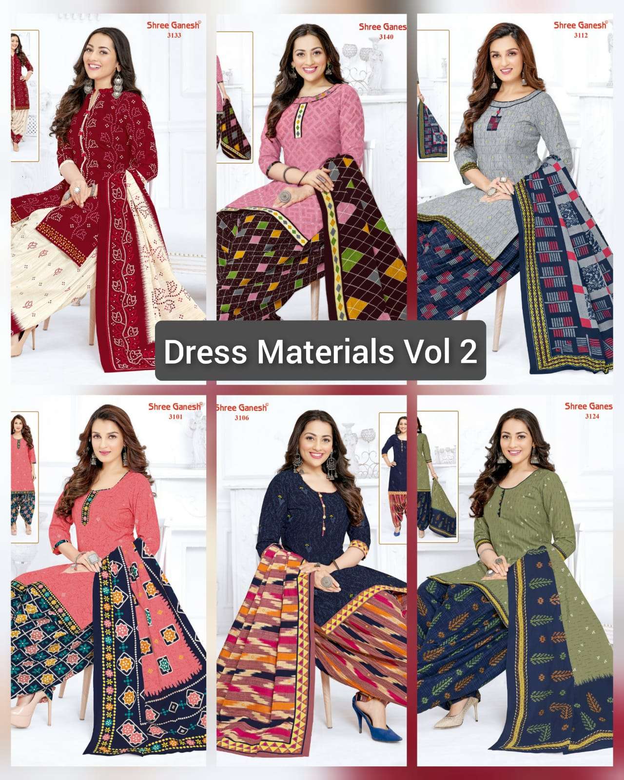 DRESS MATERIAL VOL-2 BY SHREE GANESH BEAUTIFUL STYLISH SUITS FANCY COLORFUL CASUAL WEAR & ETHNIC WEAR & READY TO WEAR COTTON PRINTED DRESSES AT WHOLESALE PRICE