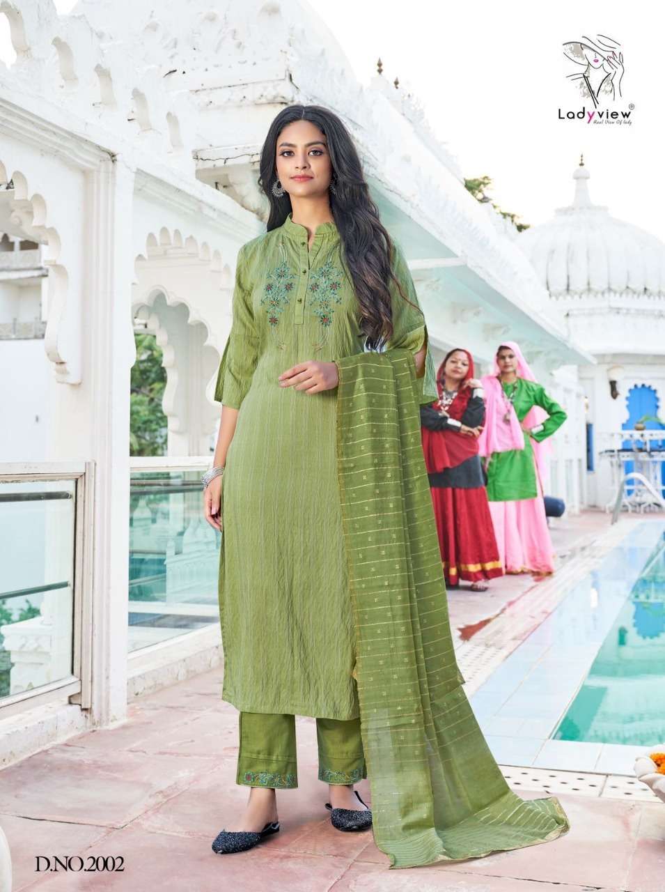 SUNDRA VOL-2 BY LADY VIEW 2001 TO 2004 SERIES BEAUTIFUL SUITS COLORFUL STYLISH FANCY CASUAL WEAR & ETHNIC WEAR NYLON VISCOSE DRESSES AT WHOLESALE PRICE
