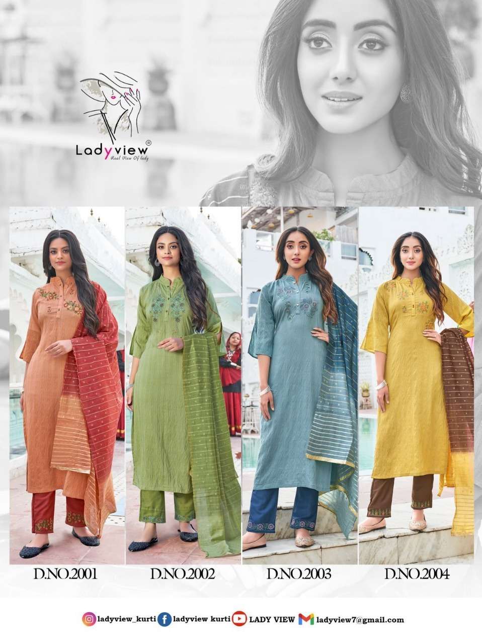SUNDRA VOL-2 BY LADY VIEW 2001 TO 2004 SERIES BEAUTIFUL SUITS COLORFUL STYLISH FANCY CASUAL WEAR & ETHNIC WEAR NYLON VISCOSE DRESSES AT WHOLESALE PRICE