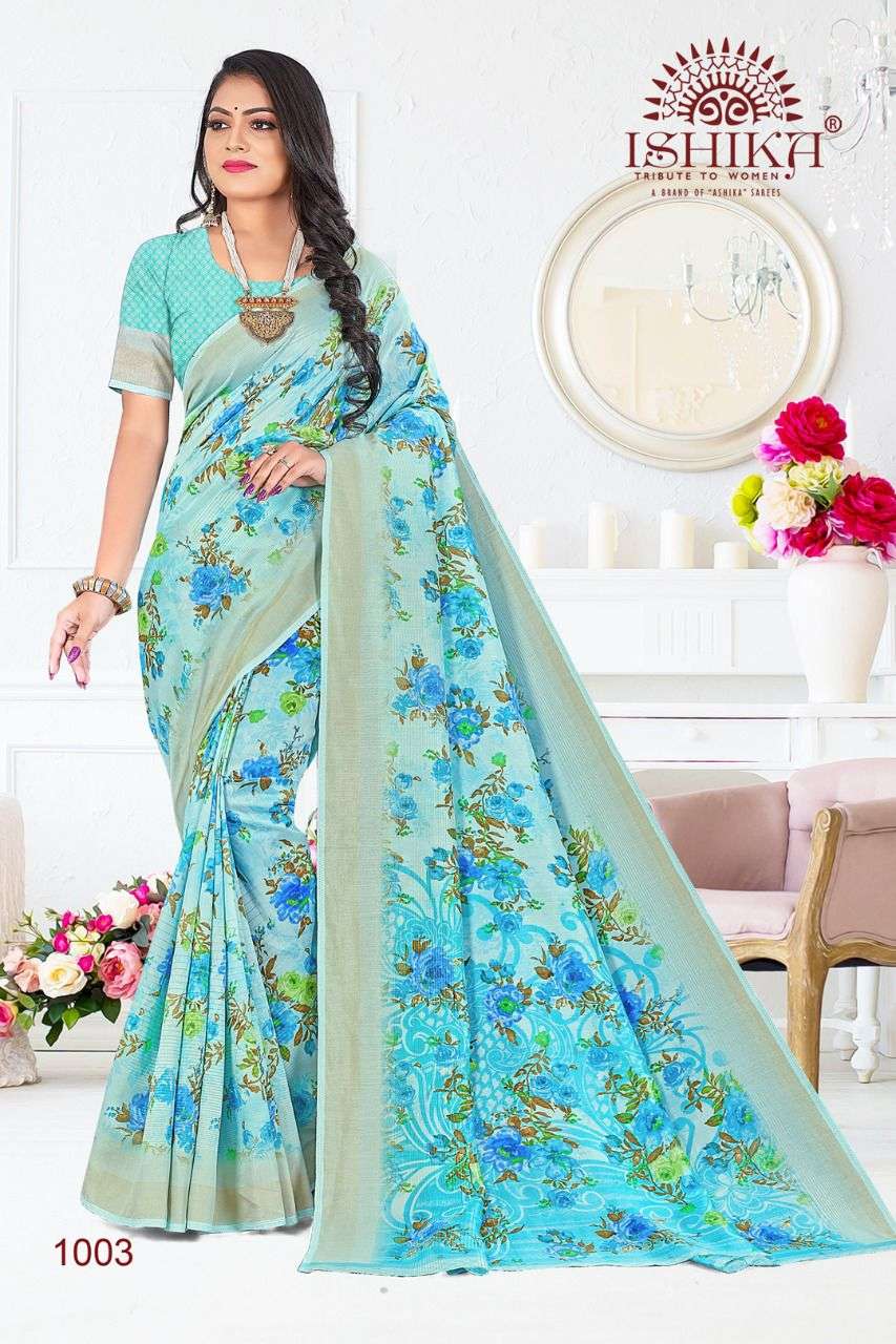 LAMHE SILK BY ISHIKA FASHION 1001 TO 1006 SERIES INDIAN TRADITIONAL WEAR COLLECTION BEAUTIFUL STYLISH FANCY COLORFUL PARTY WEAR & OCCASIONAL WEAR GEORGETTE SILK SAREES AT WHOLESALE PRICE