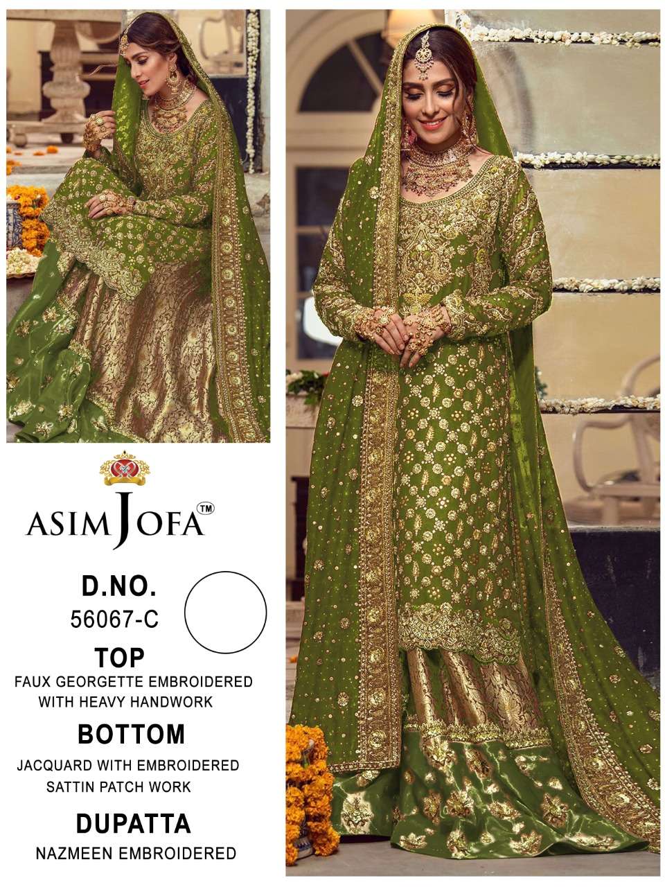 ASIM JOFA 56067 COLOURS BY ASIM JOFA 56067-A TO 56067-D SERIES BEAUTIFUL SUITS STYLISH COLORFUL FANCY CASUAL WEAR & ETHNIC WEAR FAUX GEORGETTE EMBROIDERED DRESSES AT WHOLESALE PRICE