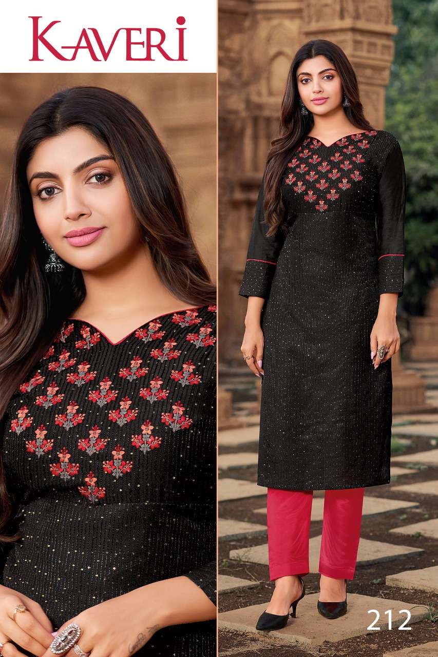 KAVERI BY HARIYAALI 207 TO 212 SERIES DESIGNER STYLISH FANCY COLORFUL BEAUTIFUL PARTY WEAR & ETHNIC WEAR COLLECTION SOFT SILK KURTIS AT WHOLESALE PRICE