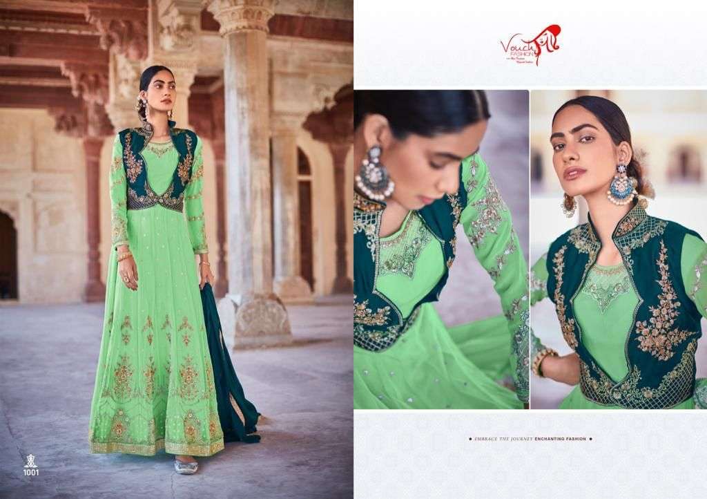 NAINIKA BY VOUCHE 1001 TO 1005 SERIES BEAUTIFUL SUITS COLORFUL STYLISH FANCY CASUAL WEAR & ETHNIC WEAR FAUX GEORGETTE DRESSES AT WHOLESALE PRICE