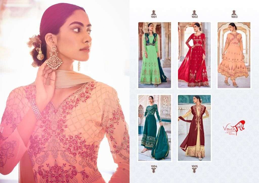 NAINIKA BY VOUCHE 1001 TO 1005 SERIES BEAUTIFUL SUITS COLORFUL STYLISH FANCY CASUAL WEAR & ETHNIC WEAR FAUX GEORGETTE DRESSES AT WHOLESALE PRICE