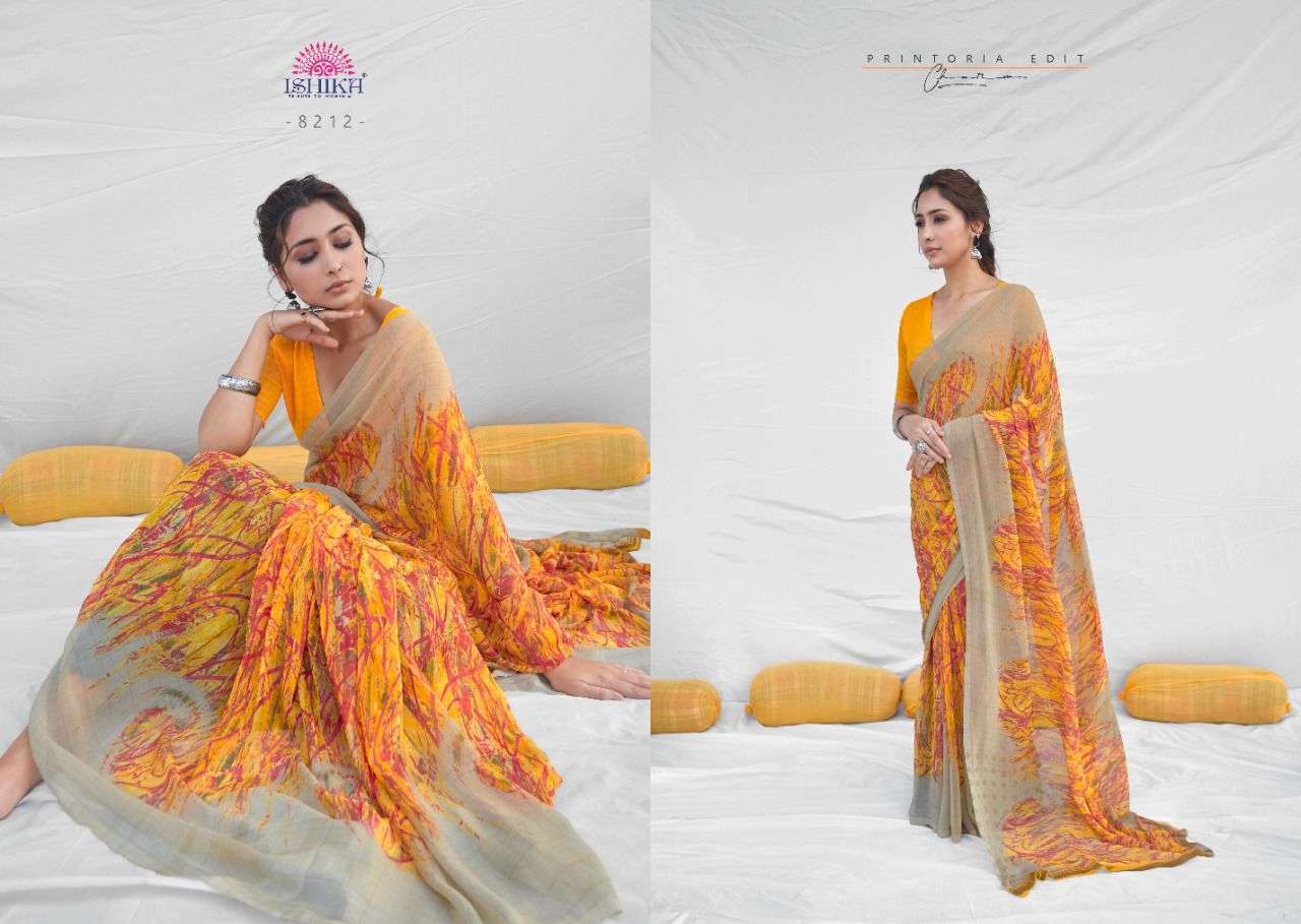 MILANO VOL-8 BY ISHIKA FASHION 8201 TO 8214 SERIES INDIAN TRADITIONAL WEAR COLLECTION BEAUTIFUL STYLISH FANCY COLORFUL PARTY WEAR & OCCASIONAL WEAR GEORGETTE PRINT SAREES AT WHOLESALE PRICE