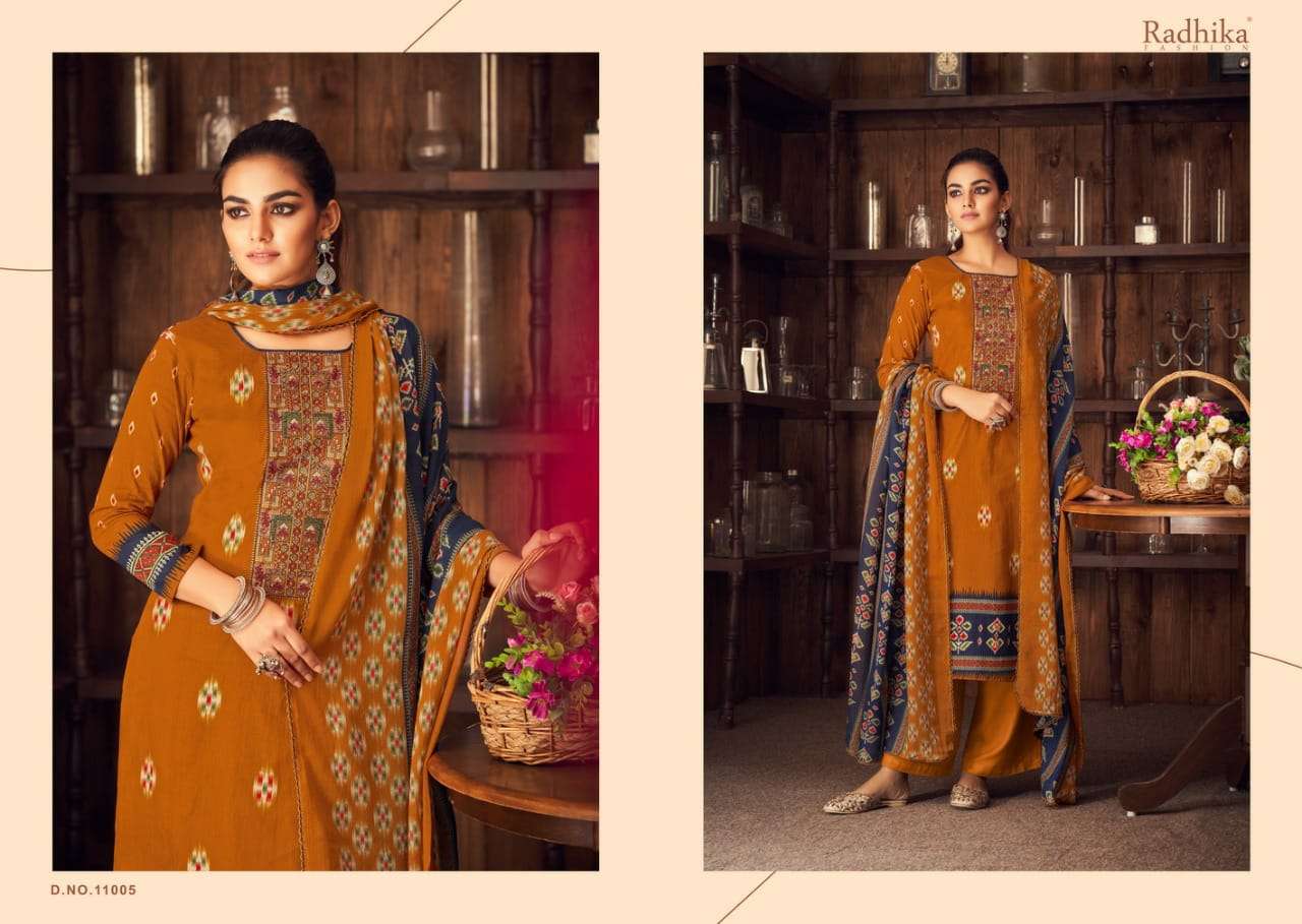 MUSSARET VOL-16 BY AZARA 11001 TO 11008 SERIES BEAUTIFUL COLORFUL STYLISH PRETTY PARTY WEAR CASUAL WEAR OCCASIONAL WEAR PURE CAMBRIC COTTON PRINT WITH EMBROIDERED DRESSES AT WHOLESALE PRICE