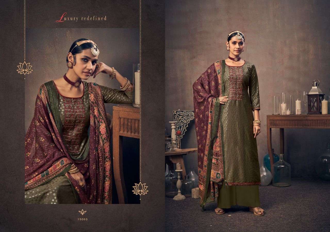YUVIKA BY NISHANT FASHION 15001 TO 15006 SERIES BEAUTIFUL STYLISH SHARARA SUITS FANCY COLORFUL CASUAL WEAR & ETHNIC WEAR & READY TO WEAR HEAVY CHINNON SILK EMBROIDERED DRESSES AT WHOLESALE PRICE