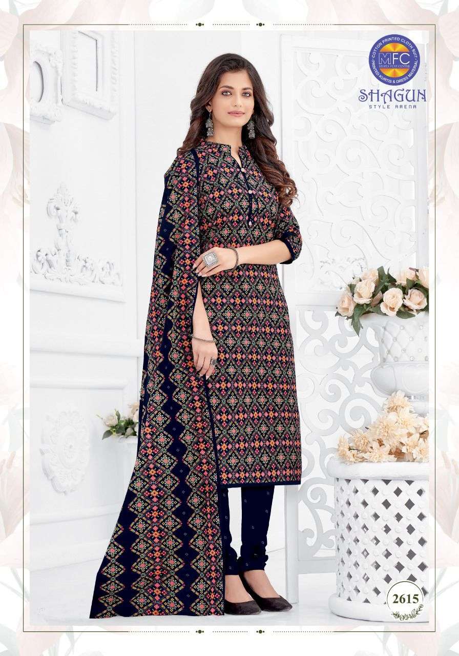 SHAGUN VOL-26 BY MFC 2601 TO 2620 SERIES BEAUTIFUL SUITS COLORFUL STYLISH FANCY CASUAL WEAR & ETHNIC WEAR PURE COTTON DRESSES AT WHOLESALE PRICE