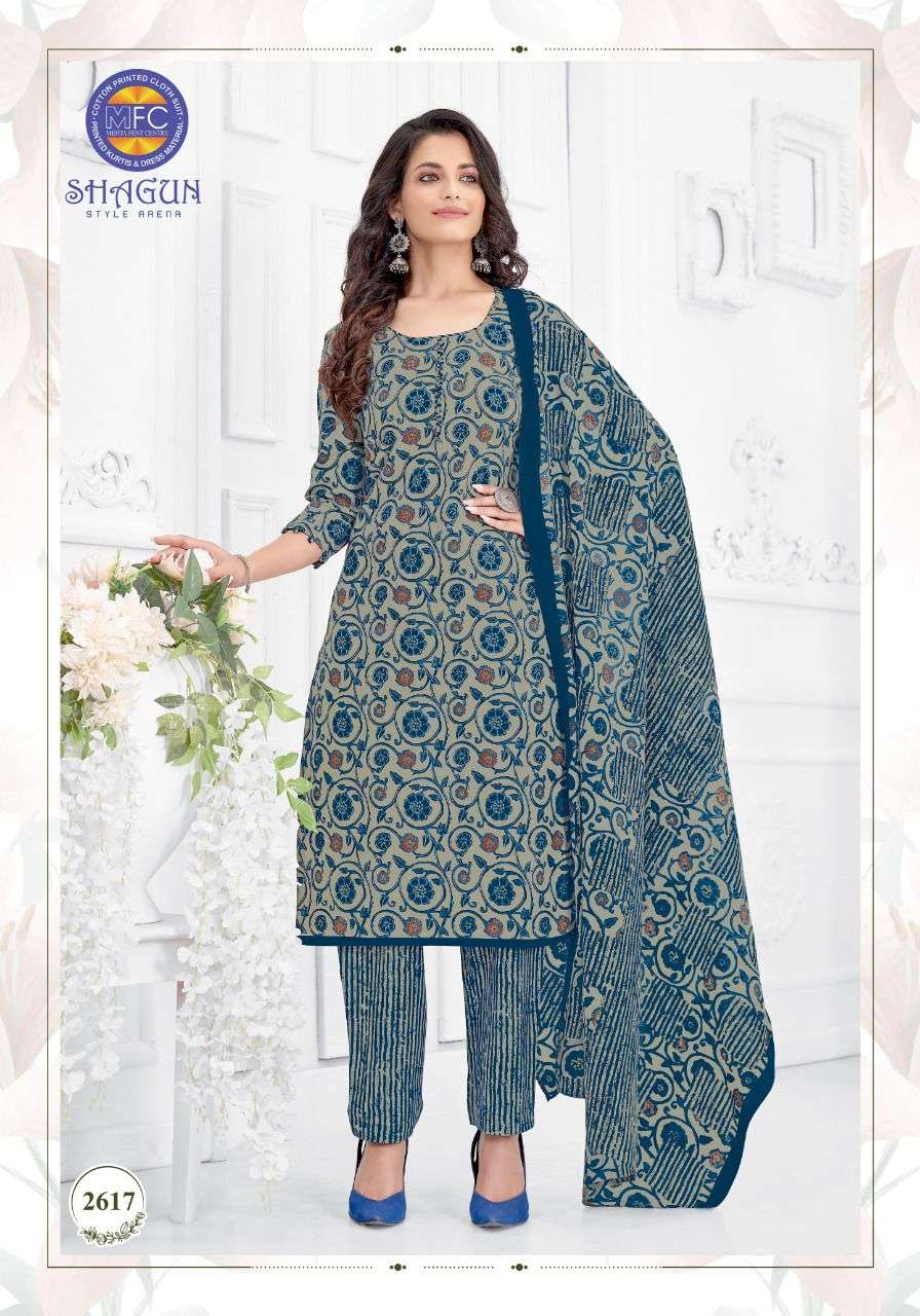 SHAGUN VOL-26 BY MFC 2601 TO 2620 SERIES BEAUTIFUL SUITS COLORFUL STYLISH FANCY CASUAL WEAR & ETHNIC WEAR PURE COTTON DRESSES AT WHOLESALE PRICE