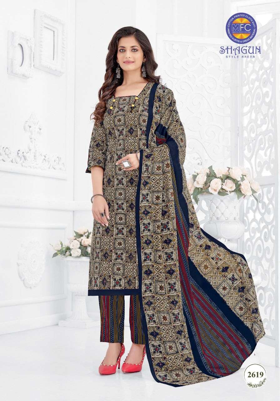 SHAGUN VOL-26 BY MFC 2601 TO 2620 SERIES BEAUTIFUL SUITS COLORFUL STYLISH FANCY CASUAL WEAR & ETHNIC WEAR PURE COTTON DRESSES AT WHOLESALE PRICE