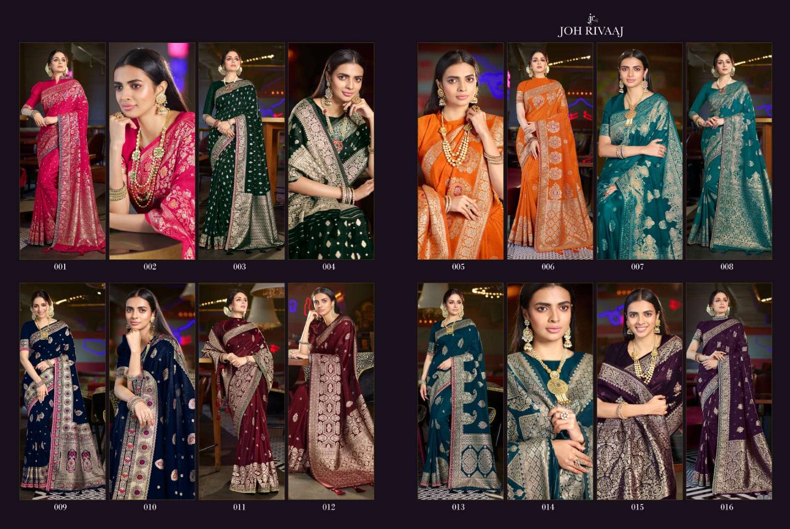 BUNAI BY JOH RIVAAJ 001 TO 008 SERIES INDIAN TRADITIONAL WEAR COLLECTION BEAUTIFUL STYLISH FANCY COLORFUL PARTY WEAR & OCCASIONAL WEAR FANCY SAREES AT WHOLESALE PRICE