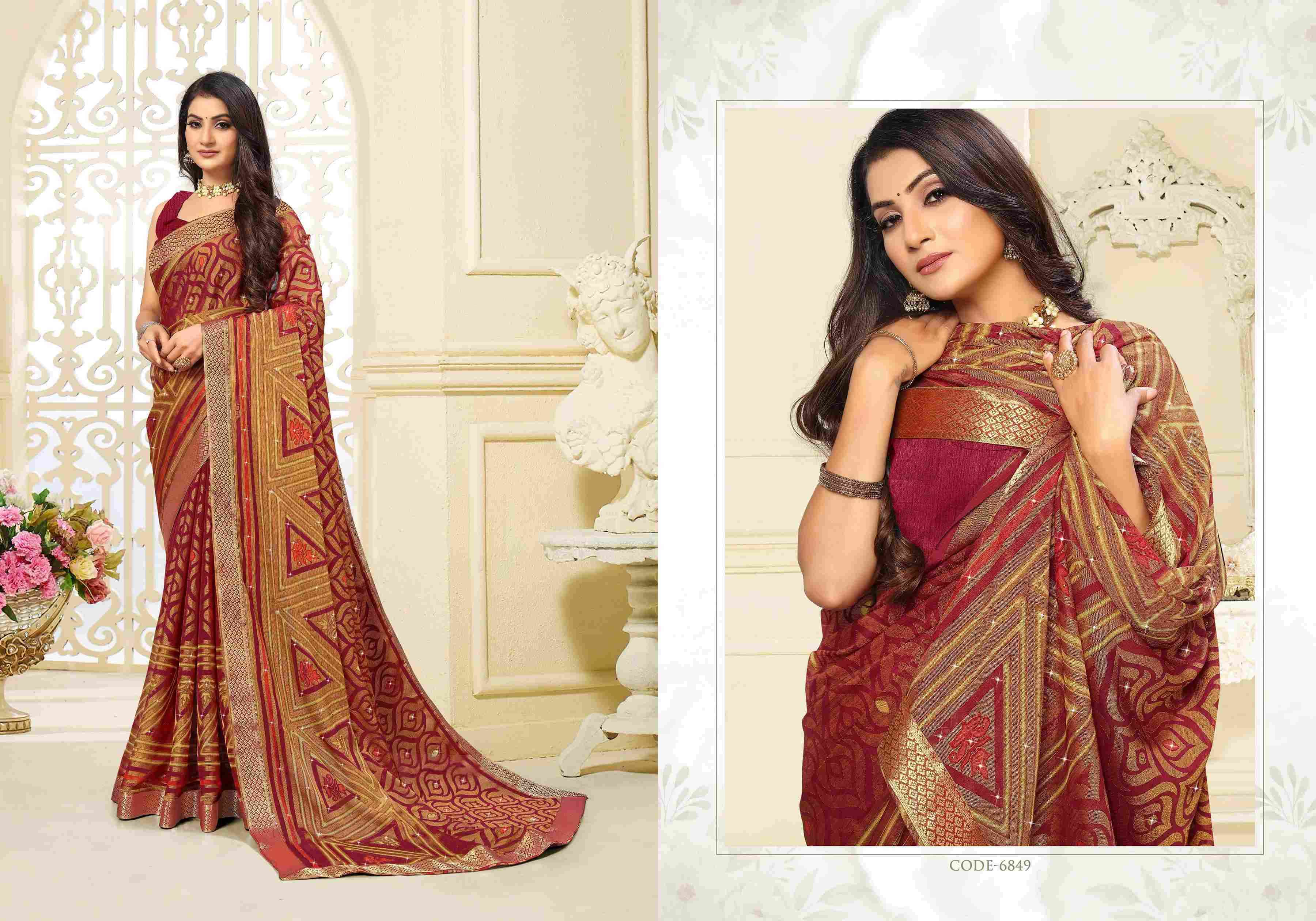 TEJASVI BY BARGAD INDIAN TRADITIONAL WEAR COLLECTION BEAUTIFUL STYLISH FANCY COLORFUL PARTY WEAR & OCCASIONAL WEAR BRASSO PRINT SAREES AT WHOLESALE PRICE