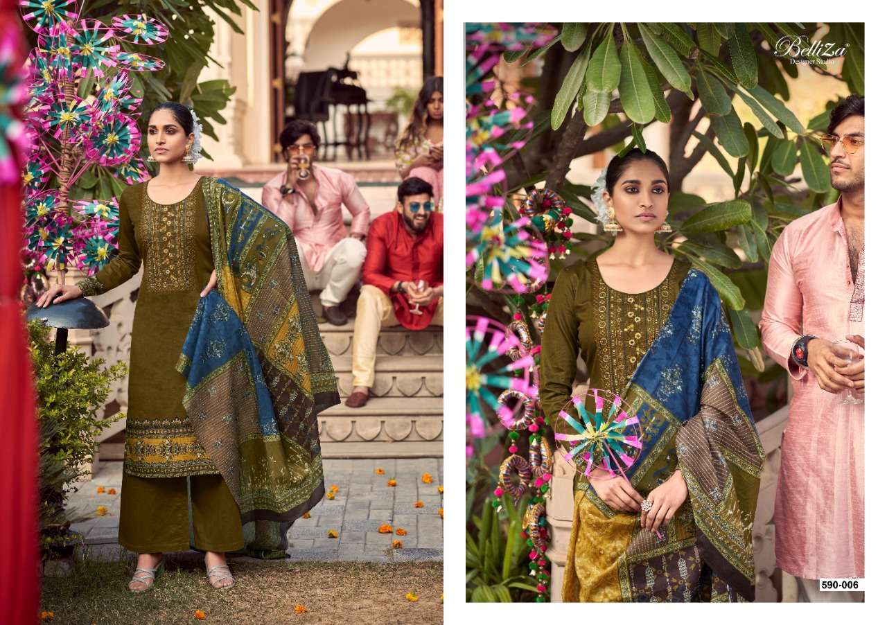 ITMINAAN BY BELLIZA 590-001 TO 590-010 SERIES BEAUTIFUL STYLISH SUITS FANCY COLORFUL CASUAL WEAR & ETHNIC WEAR & READY TO WEAR PURE JAM COTTON PRINTED DRESSES AT WHOLESALE PRICE