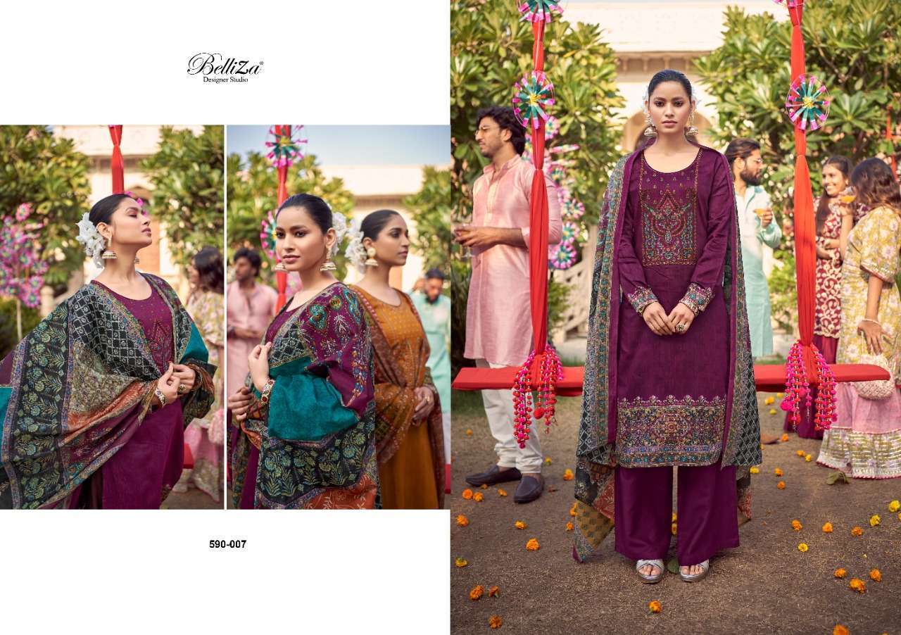 ITMINAAN BY BELLIZA 590-001 TO 590-010 SERIES BEAUTIFUL STYLISH SUITS FANCY COLORFUL CASUAL WEAR & ETHNIC WEAR & READY TO WEAR PURE JAM COTTON PRINTED DRESSES AT WHOLESALE PRICE