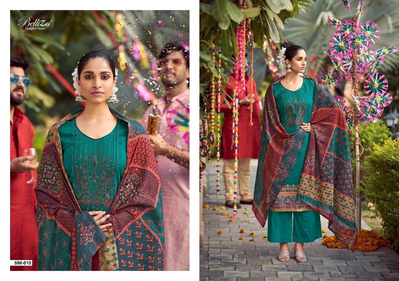 ITMINAAN BY BELLIZA 590-001 TO 590-010 SERIES BEAUTIFUL STYLISH SUITS FANCY COLORFUL CASUAL WEAR & ETHNIC WEAR & READY TO WEAR PURE JAM COTTON PRINTED DRESSES AT WHOLESALE PRICE