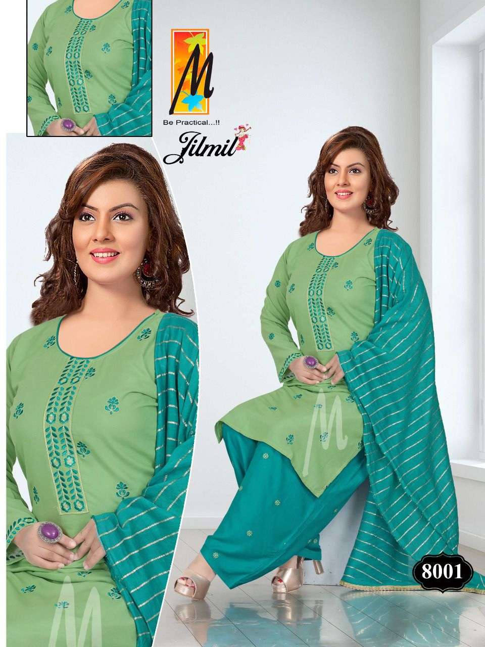 JILMIL BY MASTER 8001 TO 8008 SERIES BEAUTIFUL PATIYALA SUITS COLORFUL STYLISH FANCY CASUAL WEAR & ETHNIC WEAR HEAVY RAYON DRESSES AT WHOLESALE PRICE