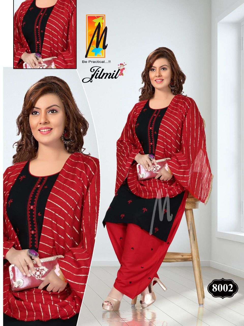 JILMIL BY MASTER 8001 TO 8008 SERIES BEAUTIFUL PATIYALA SUITS COLORFUL STYLISH FANCY CASUAL WEAR & ETHNIC WEAR HEAVY RAYON DRESSES AT WHOLESALE PRICE